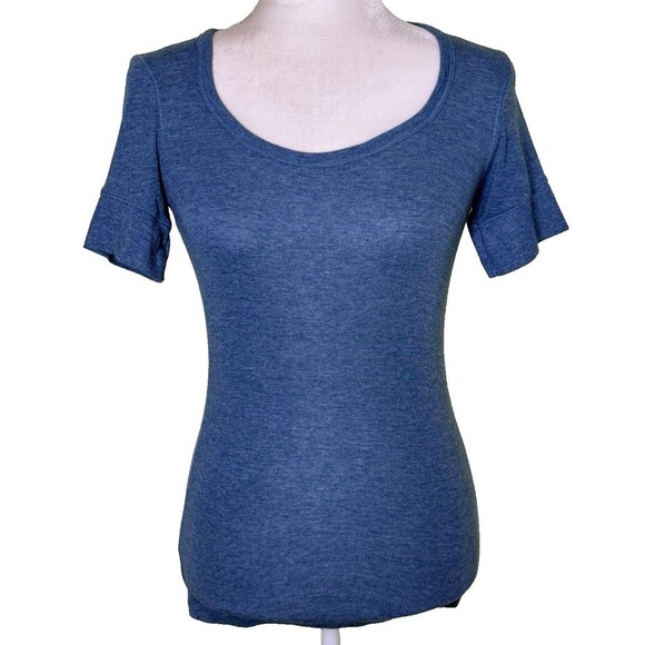 Aeropostale Tops - Women Blue Scoop Neck Short Sleeve Knit Top Fitted Basic Tee Minimalist Size Med